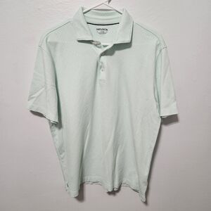 Untuckit Polo Mens Size Large Teal Green Geometric Pattern Short Sleeve Cotton